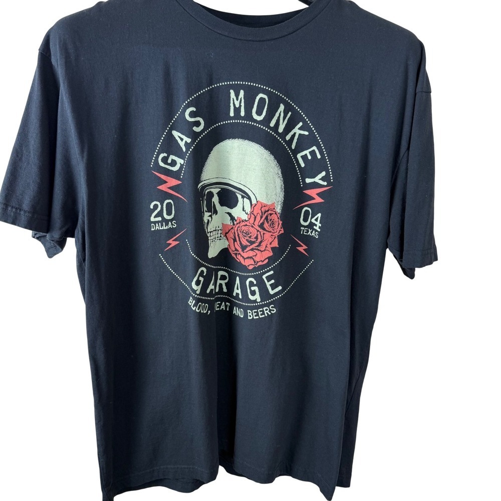 SALE Gas Monkey Garage T-Shirt 2XL Skull Roses Dallas Texas Official Merch‎